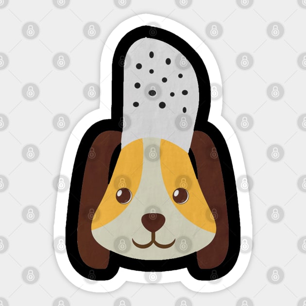cute doggo with croc on the head back Dog Sticker TeePublic